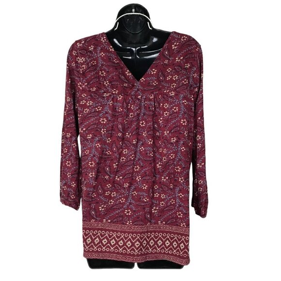 LUCKY Brand V-neck  Front & Back Button Down Boho Style Fall Colours Size M - Picture 5 of 7
